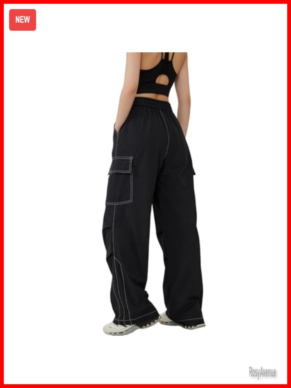 High Waisted Baggy Cargo Pants Y2K Parachute Pants Wide Leg Joggers Streetwear - Picture 2 of 7